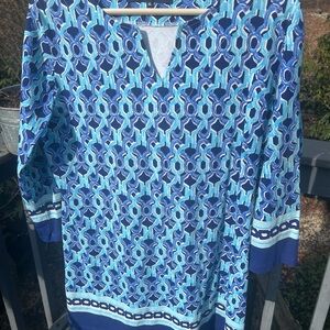 Barbara Erickson Beautiful Women's Blue Patterned Tunic xl